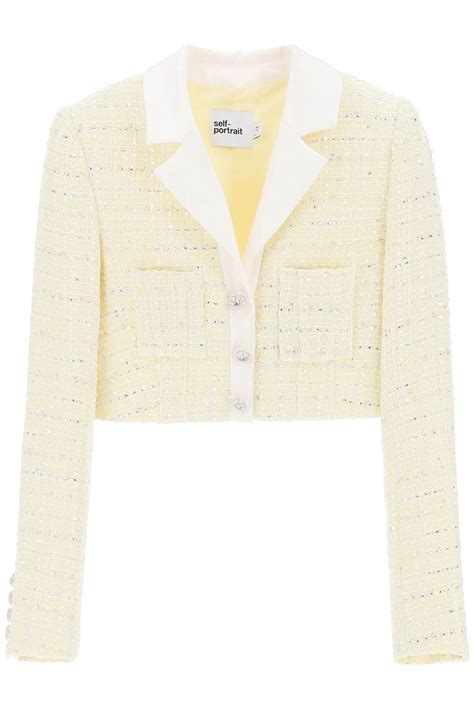 Self Portrait Boucle Cropped Jacket Women Walmart