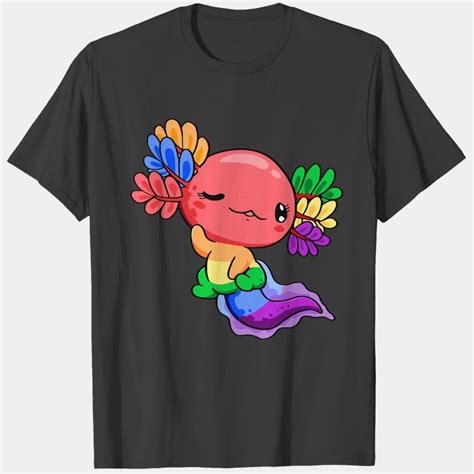 Gay T Shirt Gay Pride Flag Rainbow Flag Kawaii Axolotl Pile L G B T Q