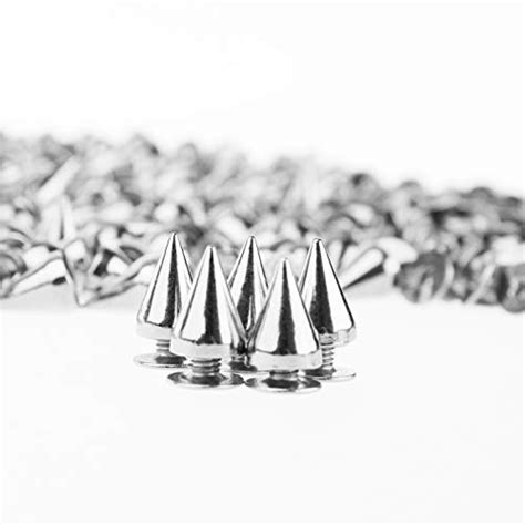 PMLAND 200 Sets Pairs 9 5mm Silver Cone Spikes Screwback Studs DIY