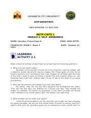 Module Learning Activity Docx Urdaneta City University Nstp