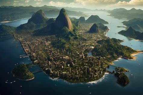 Premium Photo | Panoramic aerial view of Rio de Janeiro Brazil from ...