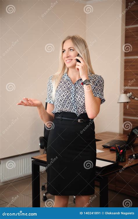 Beautiful Business Woman Talking On Mobile Phone Young Female Model