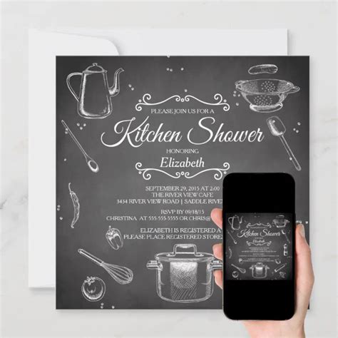 Chalkboard Kitchen Bridal Shower Invitation Zazzle