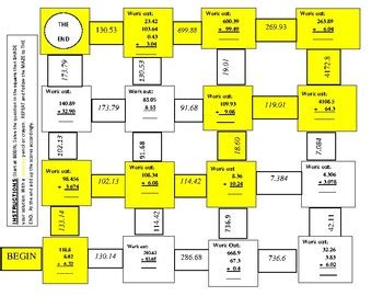 MAZE Adding Decimals By Refreshing MATHS Teachers Pay Teachers