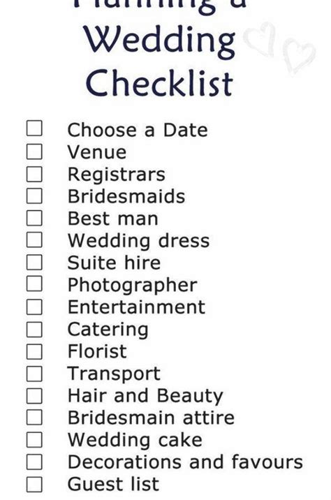 The Wedding Checklist Is Shown In Black And White