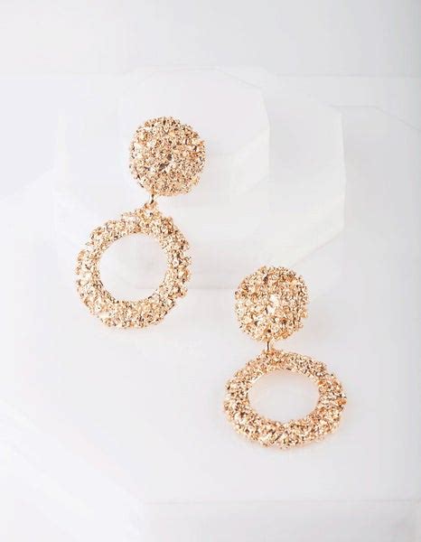 Gold Textured Round Drop Earring By Lovisa Trade Me