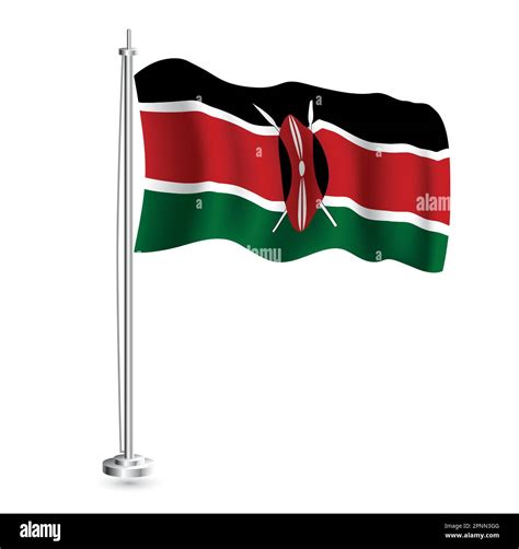 Kenyan Flag Isolated Realistic Wave Flag Of Kenya Country On Flagpole