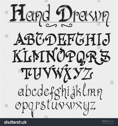 Hand Drawn Font Old Style Typeface Stock Vector 509811781 Shutterstock