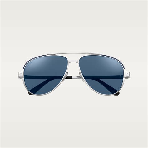 Cresw00434 Santos De Cartier Sunglasses Smooth And Brushed Platinum Finish Metal Polarised