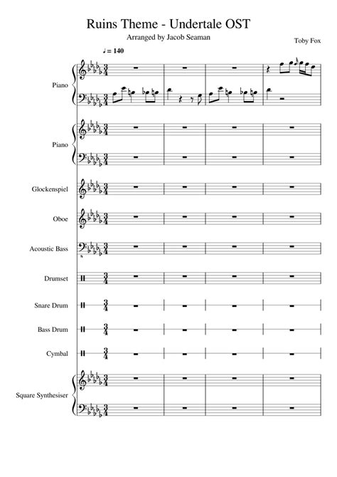 Ruins Theme - Undertale OST Sheet music for Piano, Oboe, Glockenspiel ...