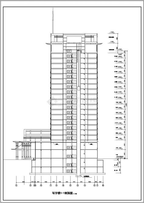 某地高层写字楼建筑cad设计施工图写字楼土木在线