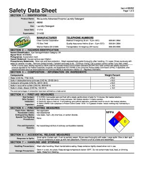 Odoban Msds Fill Online Printable Fillable Blank Pdffiller