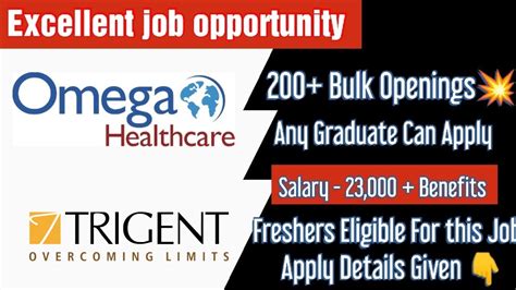 Job Openings Omega Healthcare Trigent Software Any Graduate