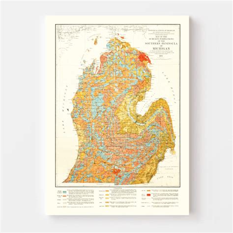 Vintage Map Of Michigan By Ted S Vintage Art