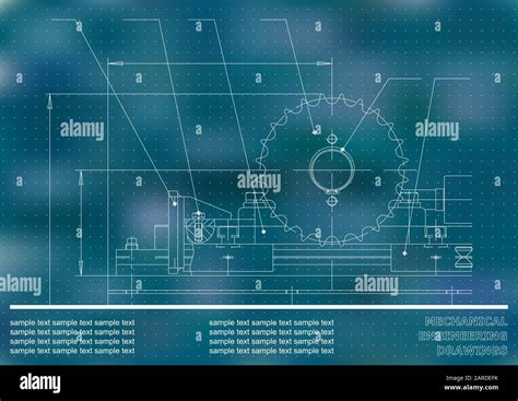 Planos mecánicos Fondo de ilustración de ingeniería Azul Puntos