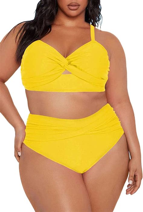 Damen Bikini Oberteil Hohe Taille Geknotete Vorderseite Bikini Set