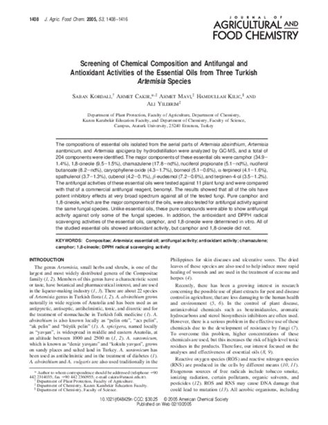 Pdf Screening Of Chemical Composition And Antifungal And Antioxidant