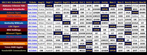 Print 2013 SEC Football Schedule - SEC12.com - SEC Football