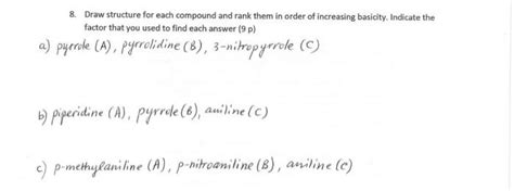 Solved 8 Draw Structure For Each Compound And Rank Them In