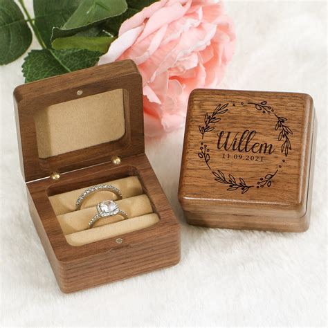 Personalized Engraved Ring Box Walnut Wooden Ring Box Etsy