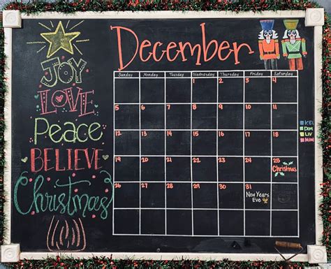 December Chalkboard Calendar 2021 In 2022 Chalkboard Calendar