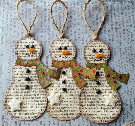 Snowmen Book Page Ornaments Christmas Crafts Xmas Crafts Handmade