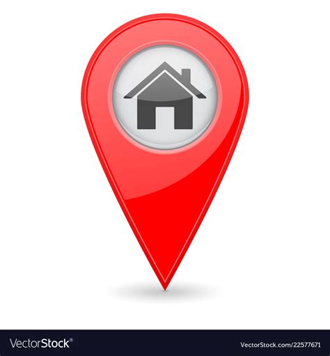 Home location marker red 3d icon Royalty Free Vector Image