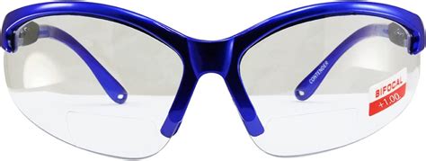 Global Vision Contender Bifocal Safety Glasses Blue Frame Clear Lens Ansi Z87 200 For Menwomen