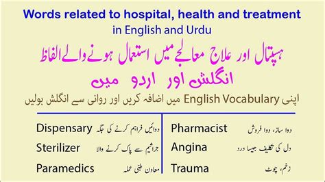 Medical Vocabulary Words With Urdu Meanings Vocabulary Words Related