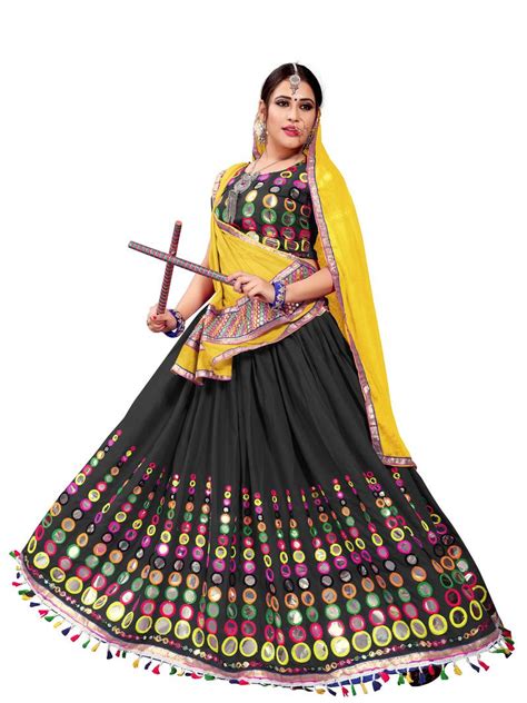 Black Embroidered Cotton Navratri Lehenga Chaniya Choli Sourbh Sarees