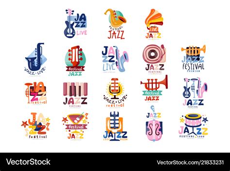 Logos set for jazz festival or live concert Vector Image