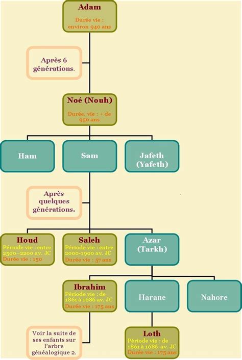 Arbre Généalogique des Prophètes Alayhim Al Salam Histoires Du Coran