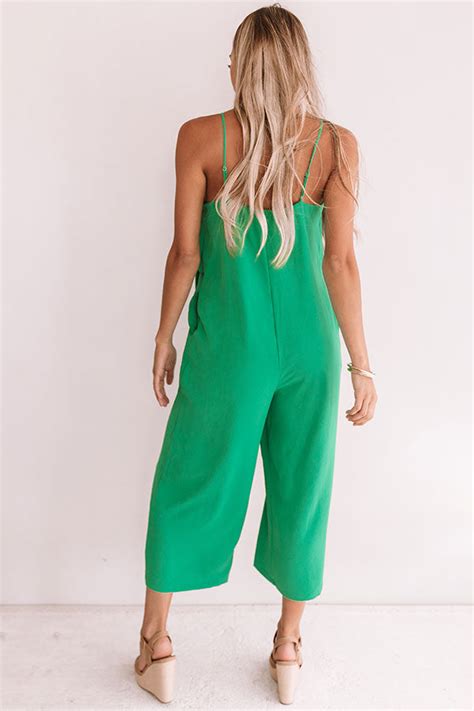 Rooftops And Romance Jumpsuit In Kelly Green • Impressions Online Boutique