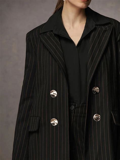 Lapel Collar Striped Regular Fit Urban Blazer Stylewe