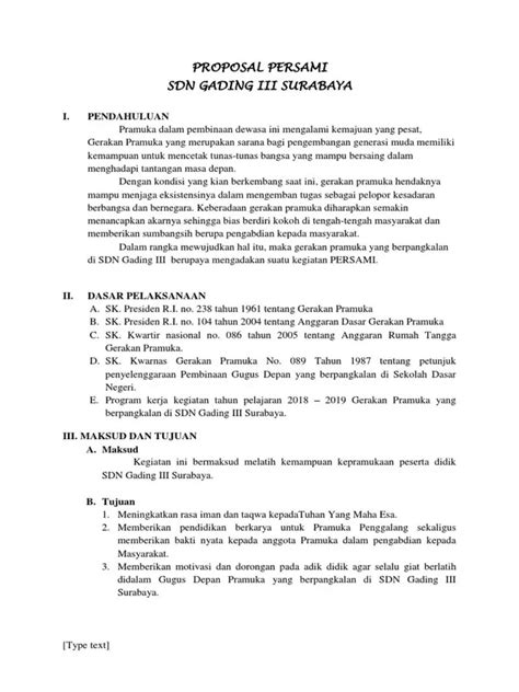 5 Contoh Proposal Kegiatan Pramuka Sd Smp Sma Persami