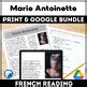 French Reading Comprehension Activity Marie Antoinette Print