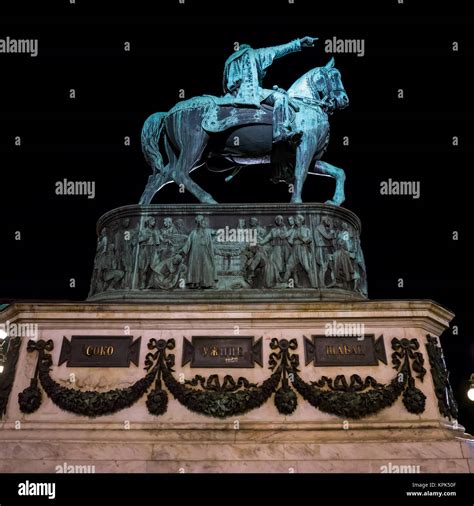 Prince Mihailo Monument in Republic Square; Belgrade, Vojvodina, Serbia ...