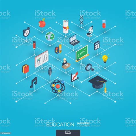 Ilustración De Educación Integrada 3d Iconos Web Concepto De Isométrico De La Red Digital Y Más