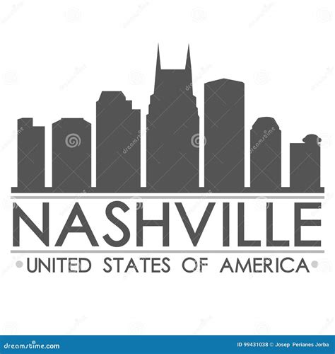 Nashville Skyline Silhouette Design City Vector Art Cartoondealer