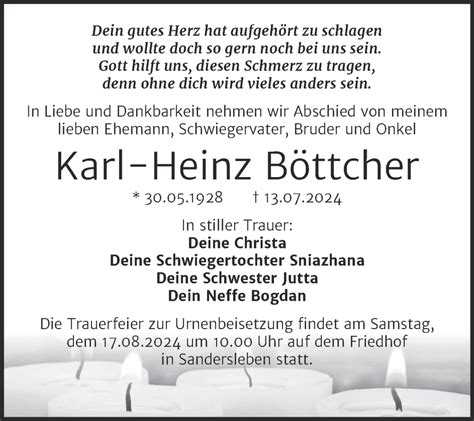 Traueranzeigen von Karl Heinz Böttcher abschied nehmen de