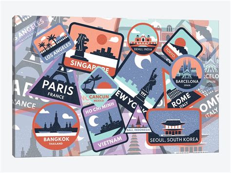 Vintage Travel Stickers Luggage Art Art P - Art Print | Design Harvest