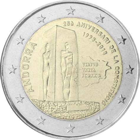 2 Euro Gedenkmünze Andorra 2018 st 25 Jahre Verfassung im Blister