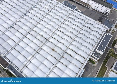 Birds Eye View Of Factory Building At Industrial Area Stock Image