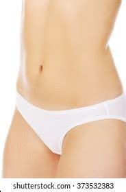 Body Halfnaked Woman White Underwear Isolated Stock Photo