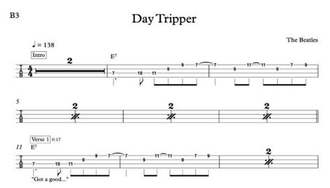 Day Tripper - Bass Guitar - Music by the Measures