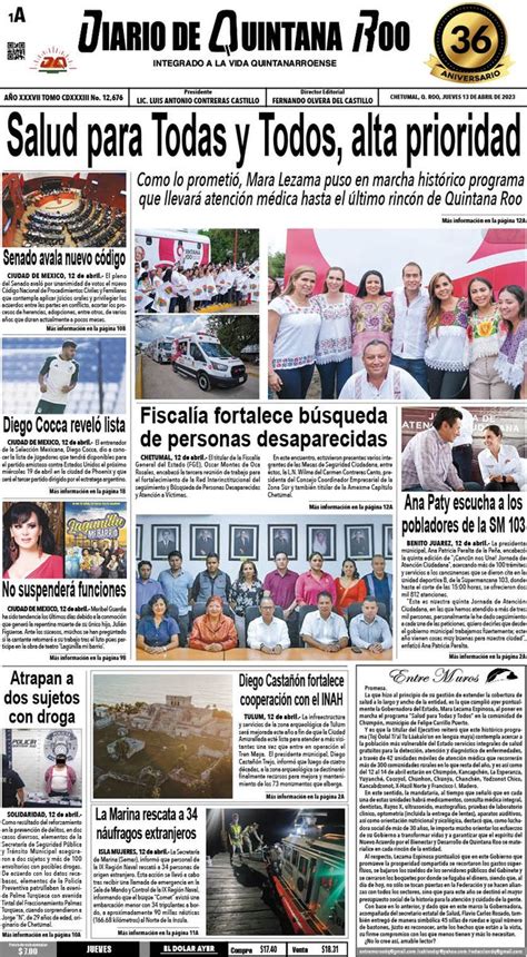 Diario De Q Roo On Twitter Diariodequintanaroo Portadas 13 De