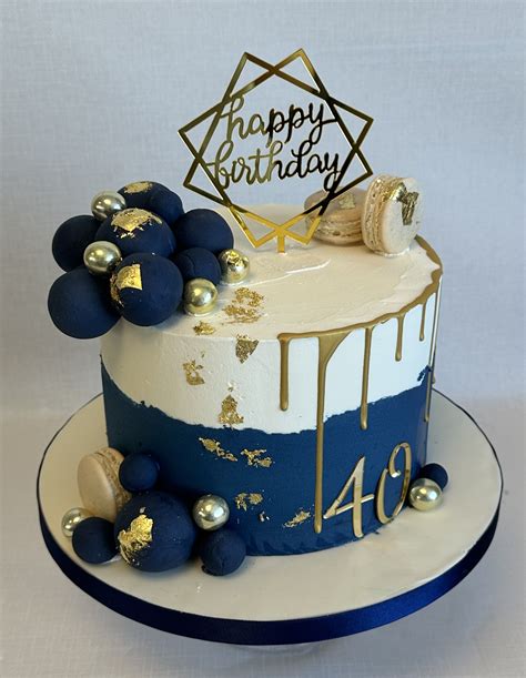 Navy Blue And Gold Fault Line Cake