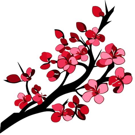 Premium Vector Sakura Blossom Branch Illustration