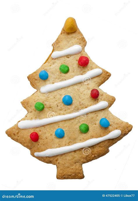 Homemade Decorated Xmas Tree Biscuit Isolated Stock Image Image Of