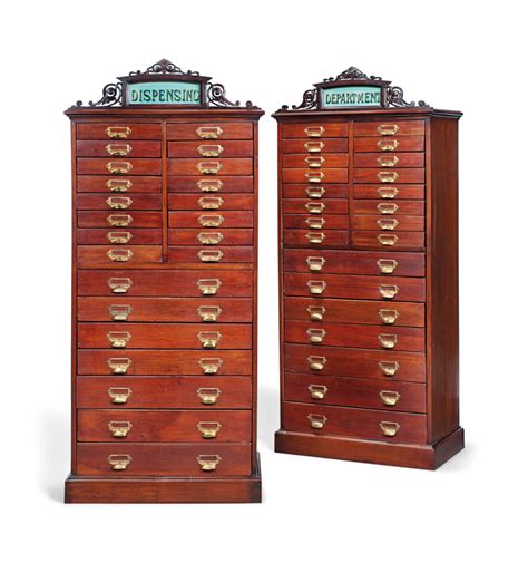 A Pair Of Mahogany Apothecarys Chests Of Drawers Early 20th Century